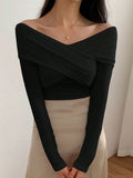  | SHEIN DAZY Kpop Solid Off Shoulder Cross Wrap Tee | Blouse | Shein | OneHub