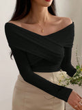  | SHEIN DAZY Kpop Solid Off Shoulder Cross Wrap Tee | Blouse | Shein | OneHub