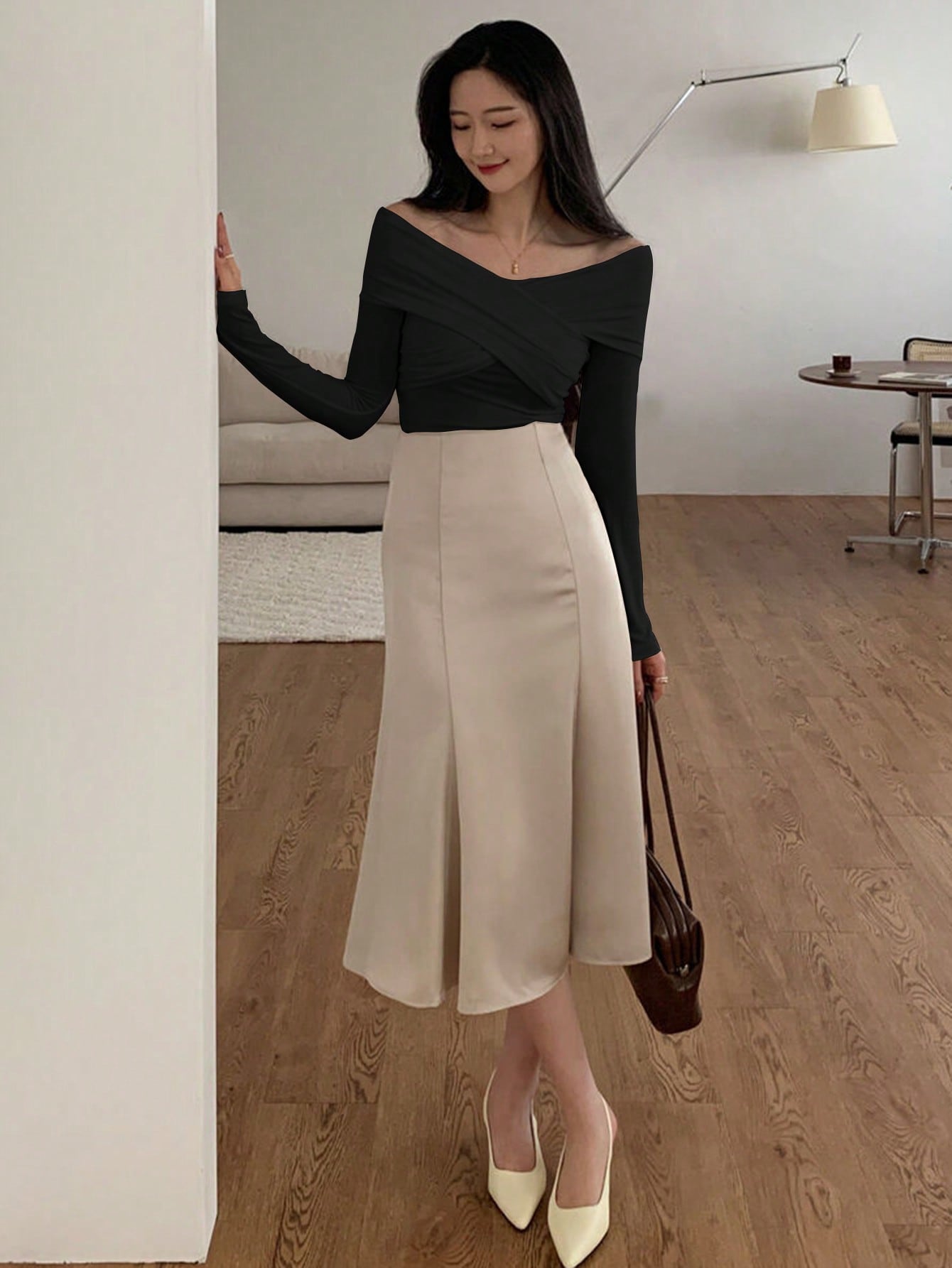  | SHEIN DAZY Kpop Solid Off Shoulder Cross Wrap Tee | Blouse | Shein | OneHub