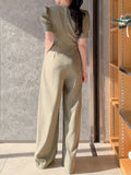SHEIN DAZY Solid Color Square Neckline Puff Sleeve Women's Jumpsuit