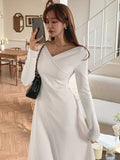  | DAZY Solid Color V Neck Long Sleeve Dress | Dress | Shein | OneHub