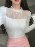  | SHEIN DAZY Solid Frill Trim Ribbed Knit Sweater | Sweater | Shein | OneHub
