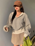 SHEIN DAZY Striped Drop Shoulder Sweatshirt,Long Sleeve Tops,Fall Clothes,Back To School Clothes Hoodie