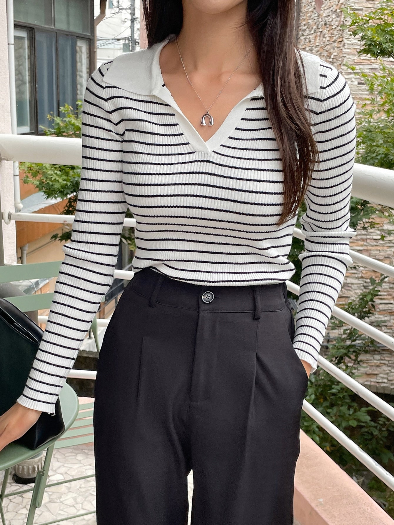  | SHEIN DAZY Striped Pattern Ribbed Knit Sweater | Skirt | Shein | OneHub