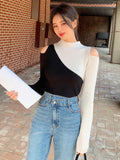  | SHEIN DAZY Two Tone Cold Shoulder Sweater | Sweater | Shein | OneHub