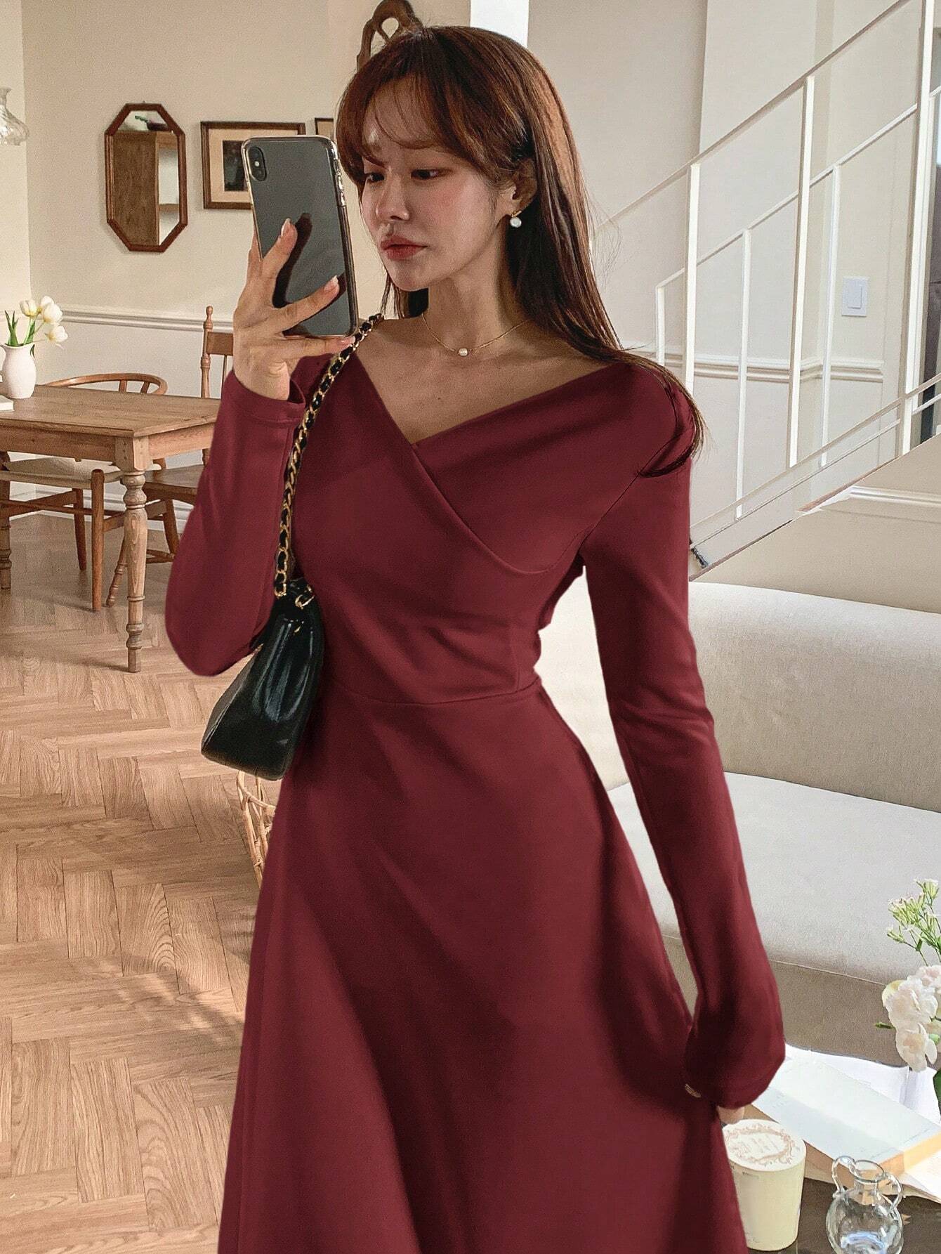  | SHEIN DAZY Women Long Wrap Dress, Solid Color Chinese New Year Outfit, Spring/Summer | Dress | Shein | OneHub