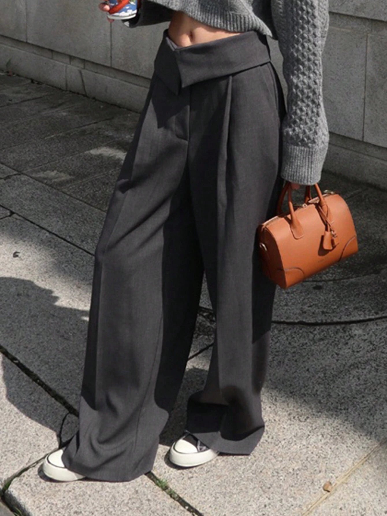 SHEIN DAZY Women Plain Simplicity High Waist Straight Leg Casual Pants Y2k,Back To School Clothes Fall