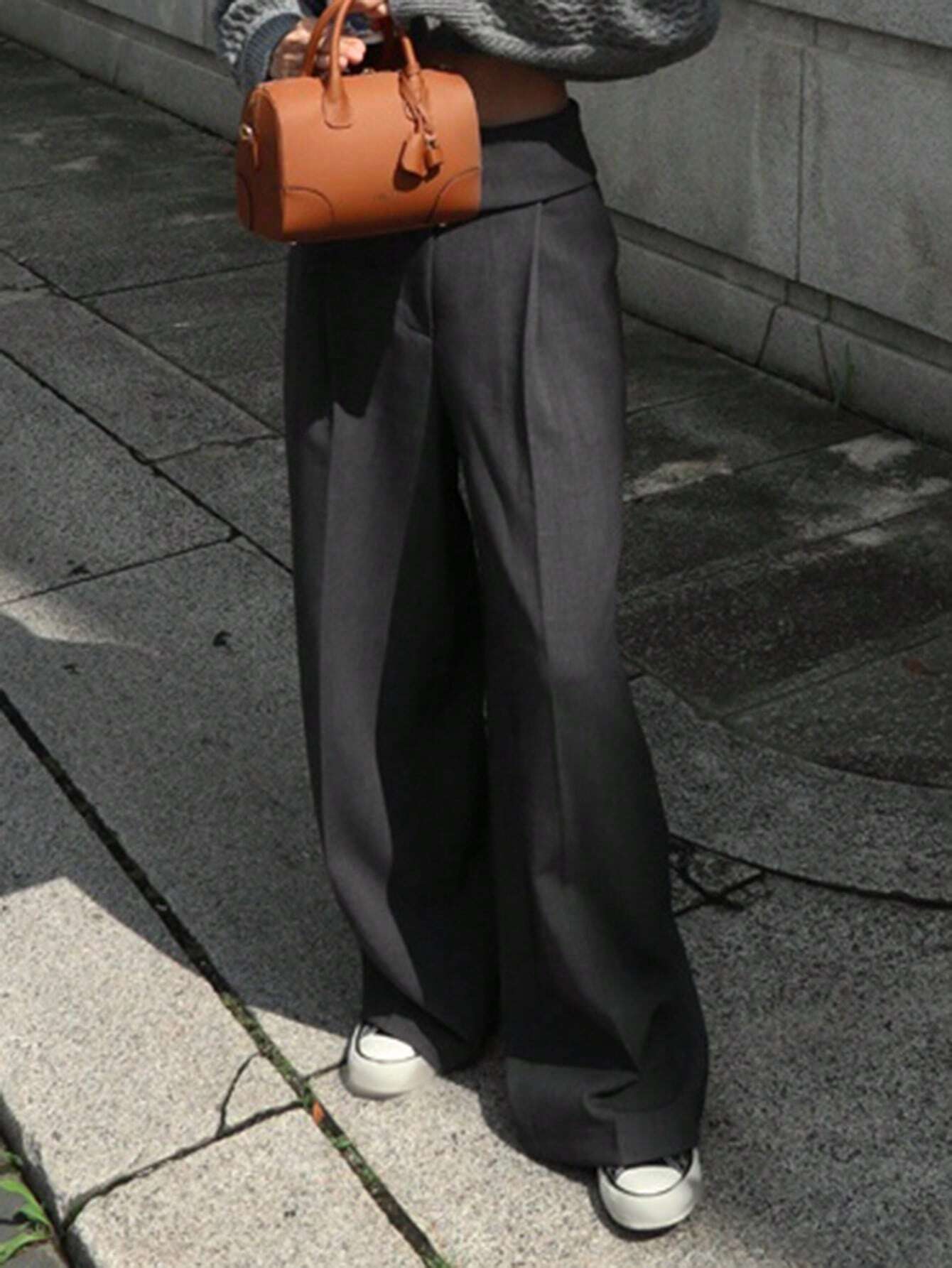 SHEIN DAZY Women Plain Simplicity High Waist Straight Leg Casual Pants Y2k,Back To School Clothes Fall