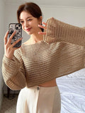  | SHEIN DAZY Women Solid Color Basic Round Neck Hollow Knitted Sweater | Sweater | Shein | OneHub