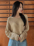  | SHEIN DAZY Women Solid Color Basic Round Neck Hollow Knitted Sweater | Sweater | Shein | OneHub