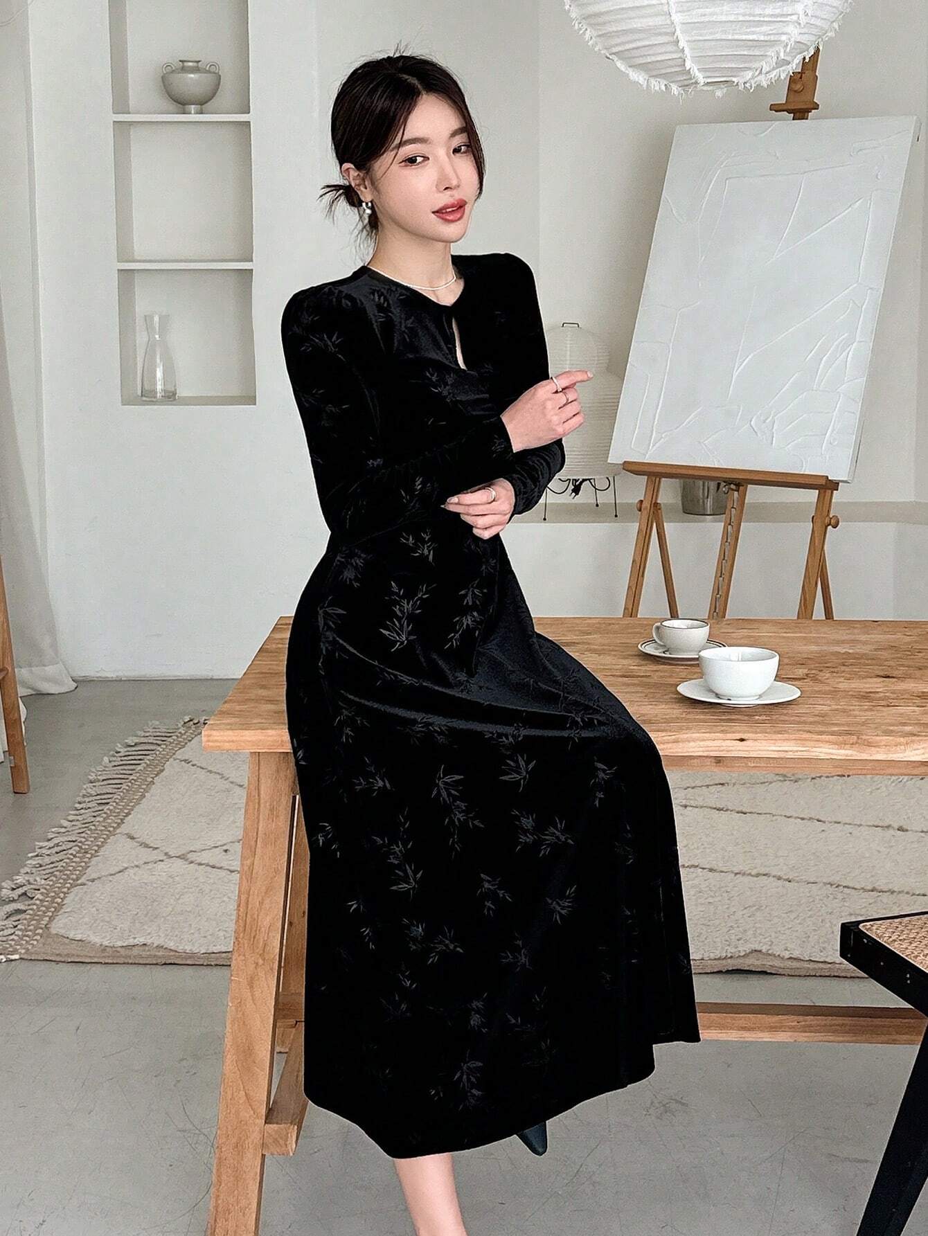  | SHEIN DAZY Women's Crew Neck Long Sleeve Embroidered Casual Long Dress | Dress | Shein | OneHub