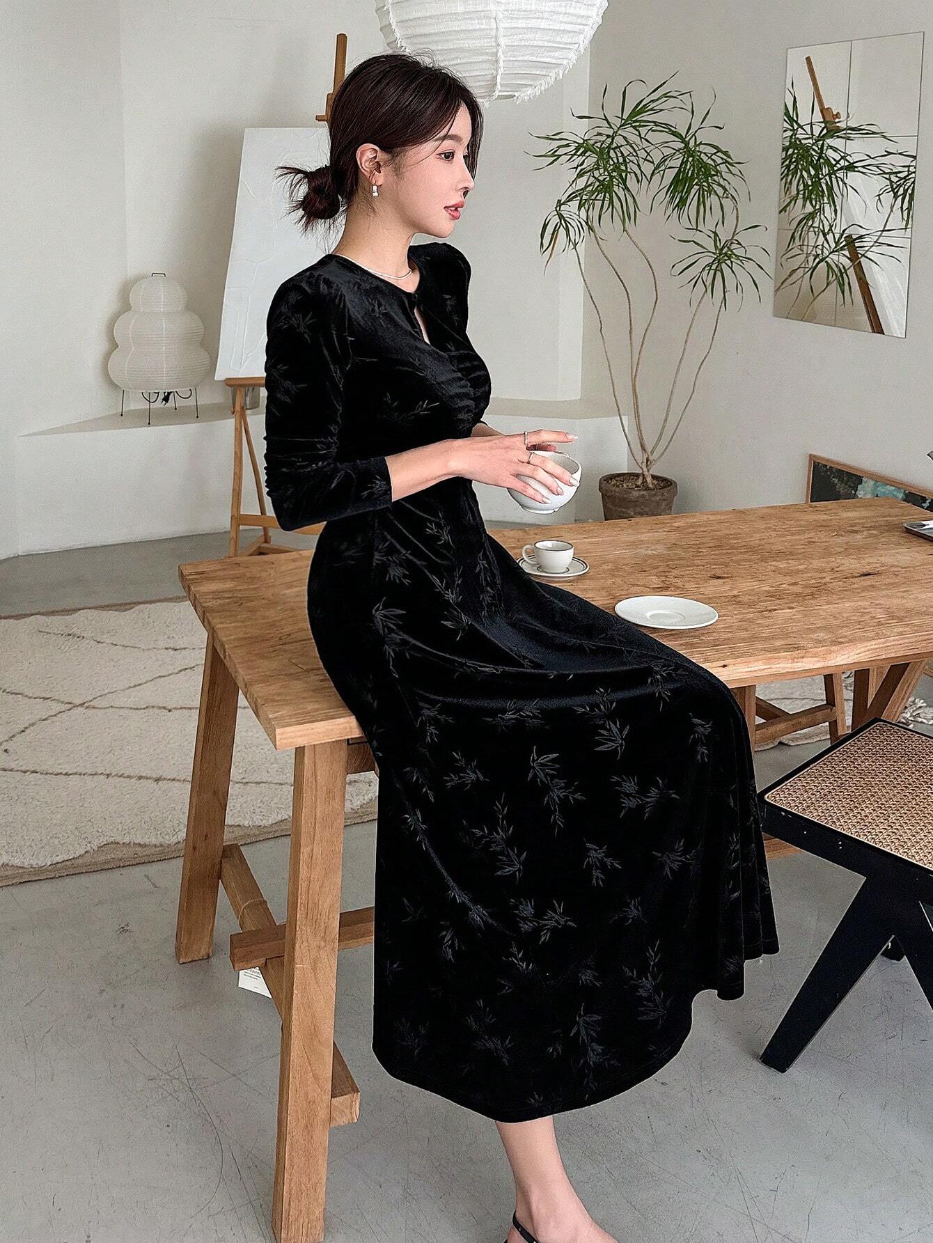  | SHEIN DAZY Women's Crew Neck Long Sleeve Embroidered Casual Long Dress | Dress | Shein | OneHub