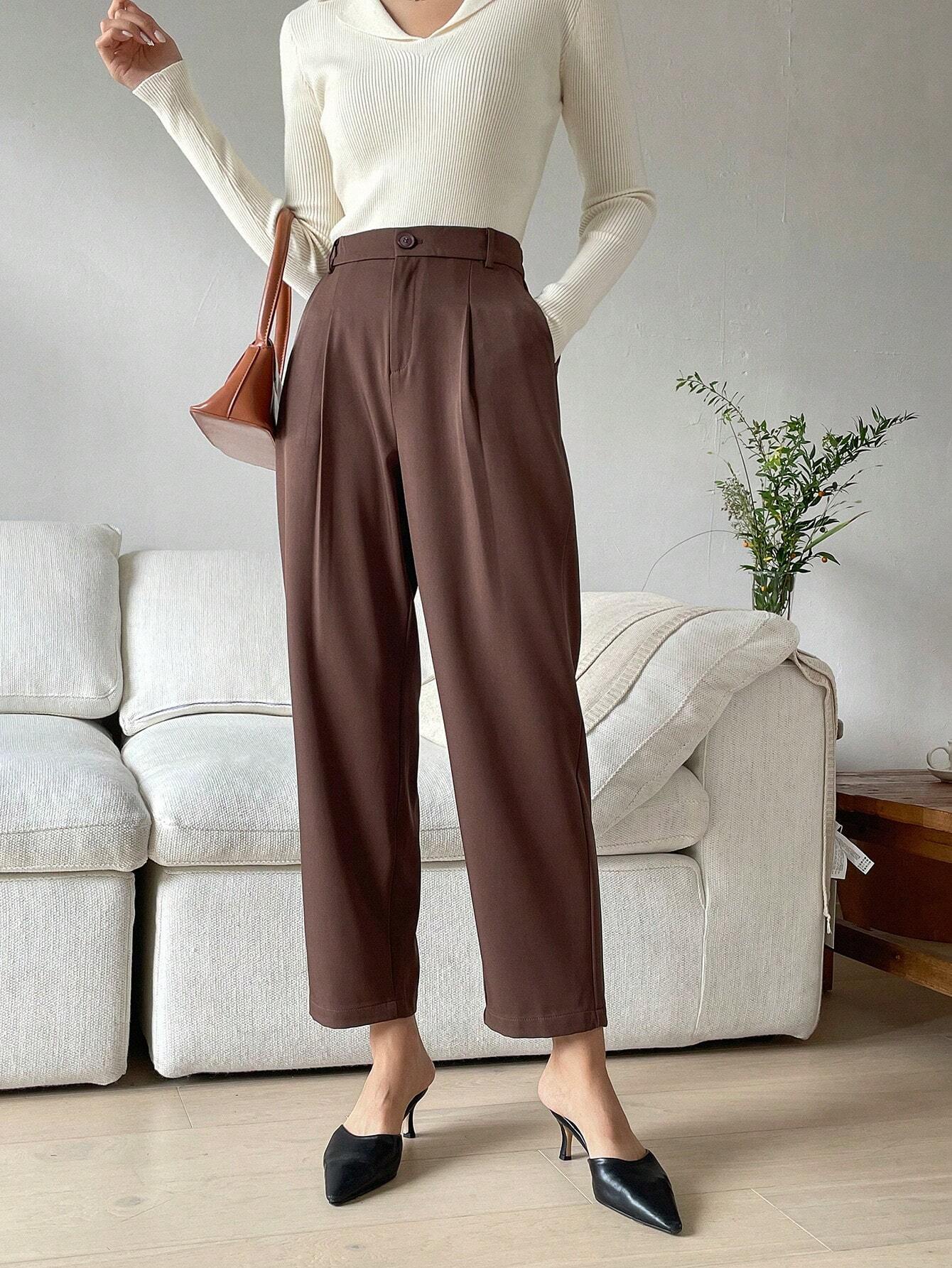  | SHEIN DAZY Women's Plain Color Pleated Pocket Business Casual Suit Pants | Pants | Shein | OneHub