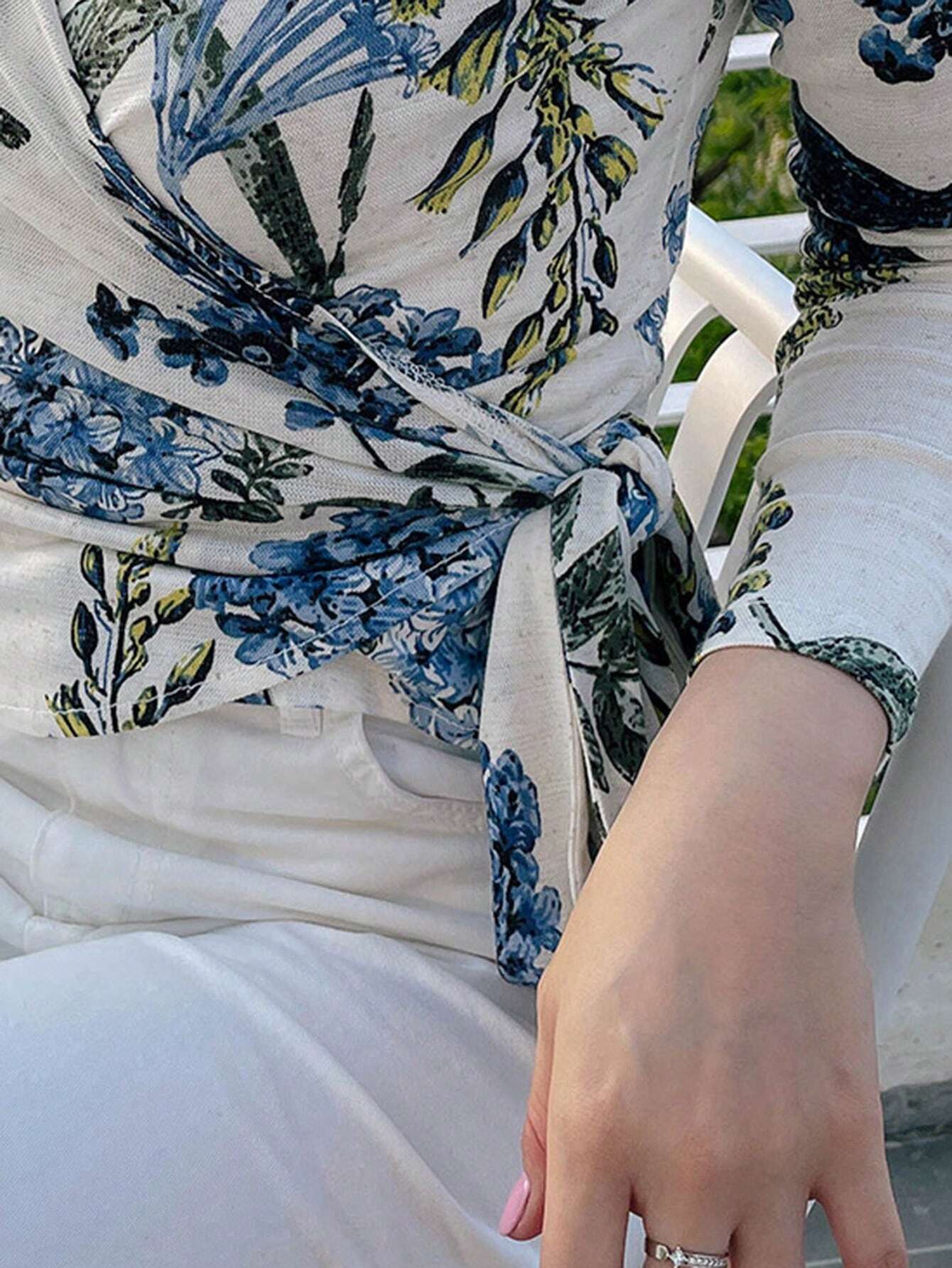  | SHEIN DAZY Women's Plant Print Wrap Tie Shirt | Top | Shein | OneHub