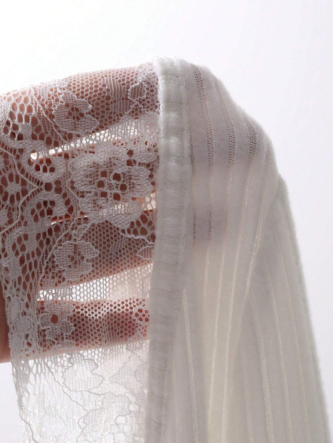  | SHEIN DAZY Women's Round Neck Lace Patchwork Slim Fit Long Sleeve T-Shirt | T-shirt | Shein | OneHub