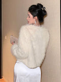  | SHEIN DAZY Women's Solid Color Long Sleeve Fleece Short Elegant Jacket | Sweater | Shein | OneHub