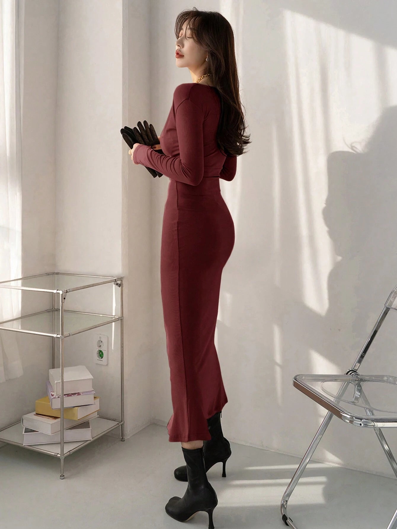  | SHEIN DAZY Women's Solid Color Self-Tie Wrap Midi Dress | Dress | Shein | OneHub