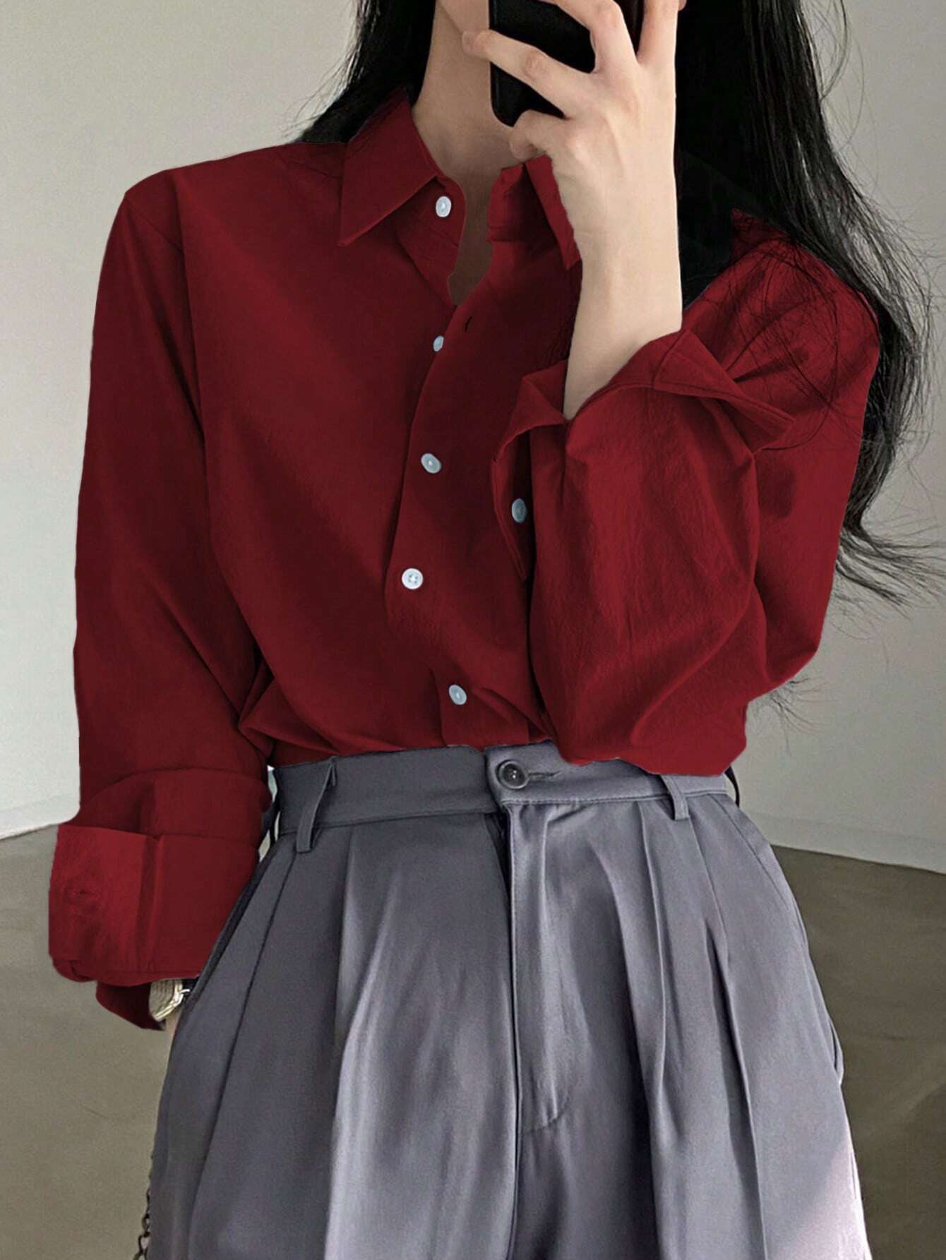  | SHEIN DAZY Women's Spring Solid Color Long Sleeve Shirt | Shirt | Shein | OneHub