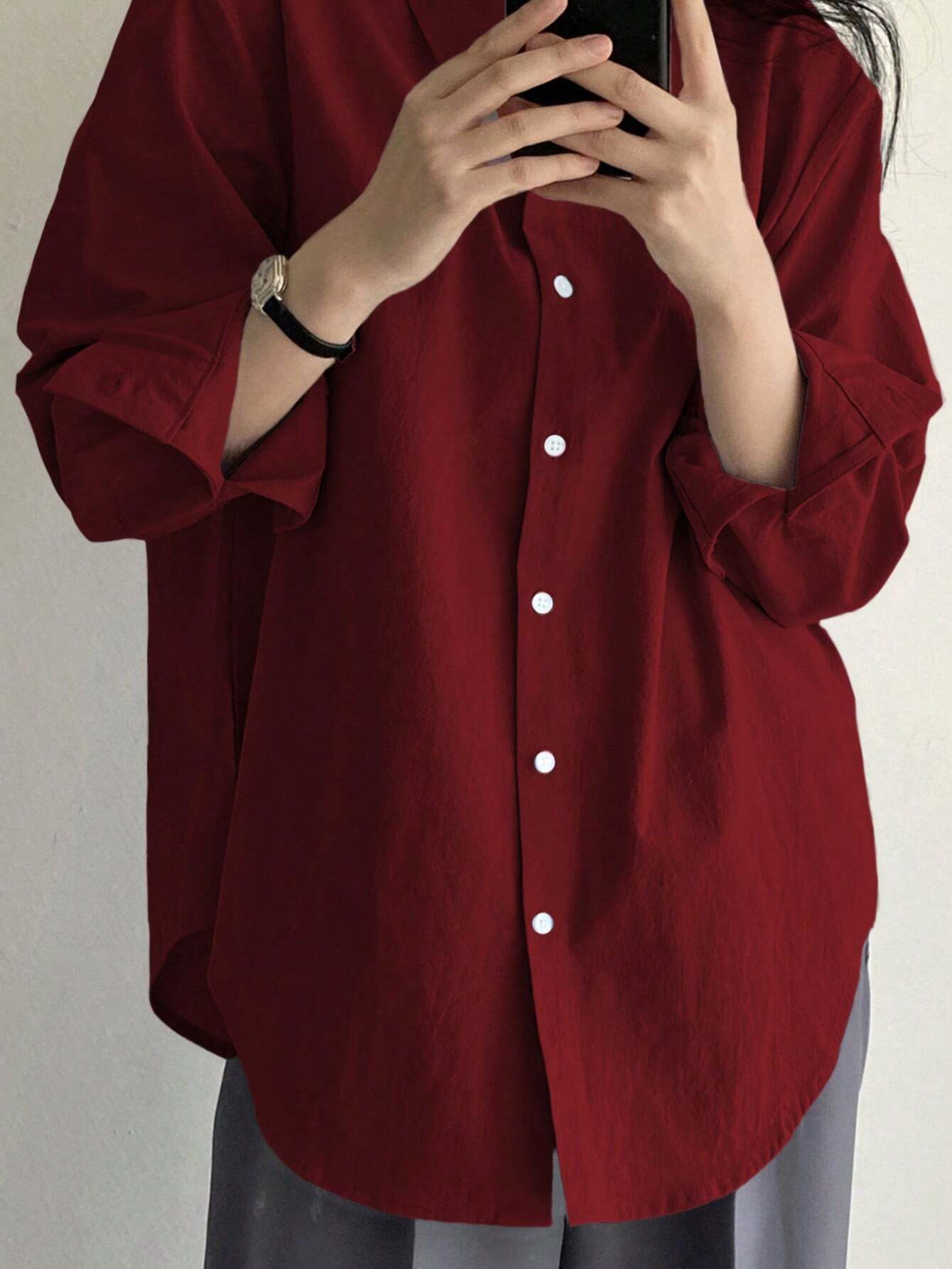  | SHEIN DAZY Women's Spring Solid Color Long Sleeve Shirt | Shirt | Shein | OneHub