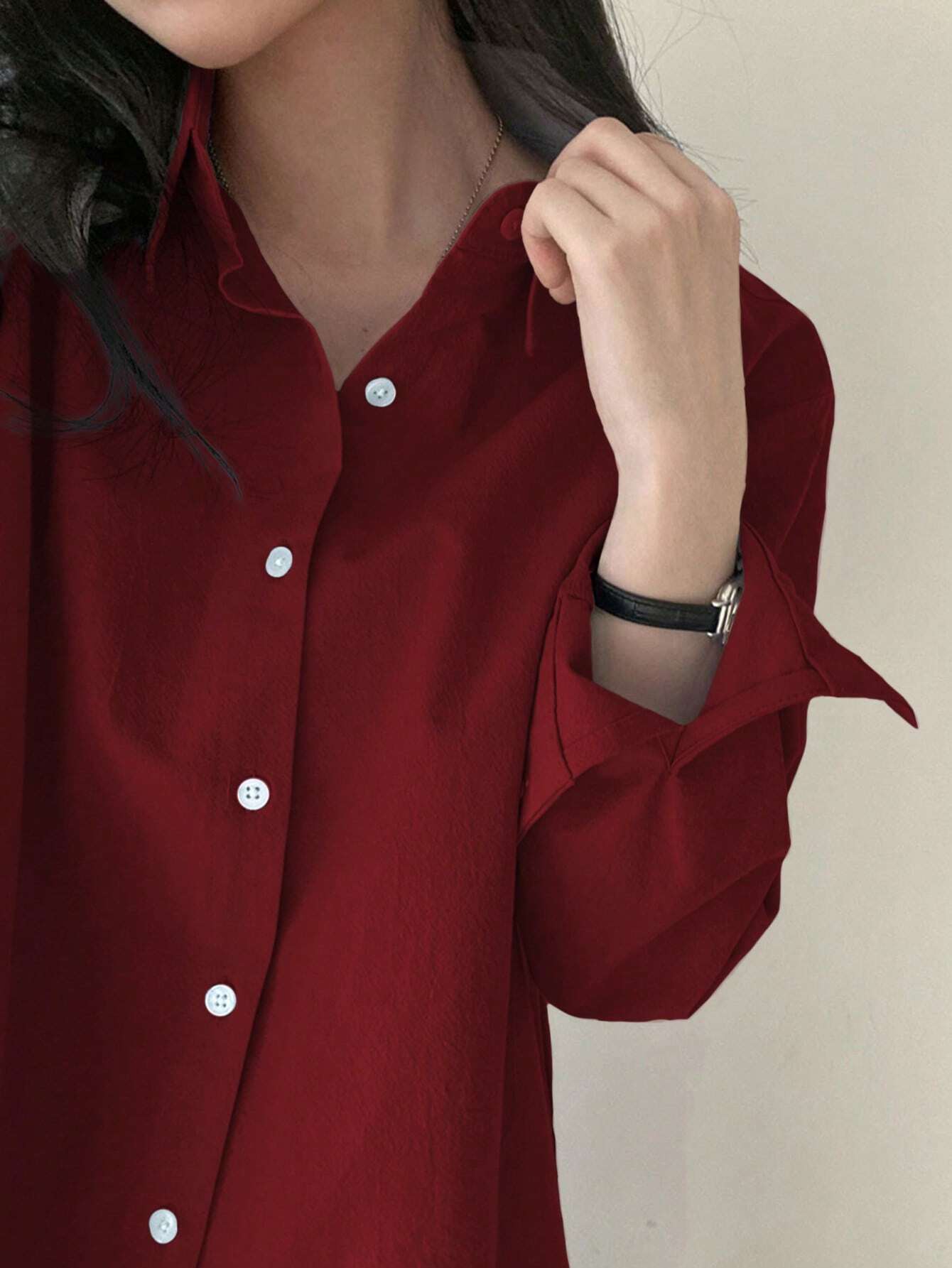  | SHEIN DAZY Women's Spring Solid Color Long Sleeve Shirt | Shirt | Shein | OneHub