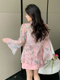  | SHEIN Dazy Designer Women Romantic Floral Printed Long Sleeve Shirt With Ruffled Decor And Delicate Design For Spring And Summer | Top | Shein | OneHub