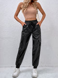  | SHEIN Drawstring Waist Flap Pocket Side PU Pants | Pants | Shein | OneHub