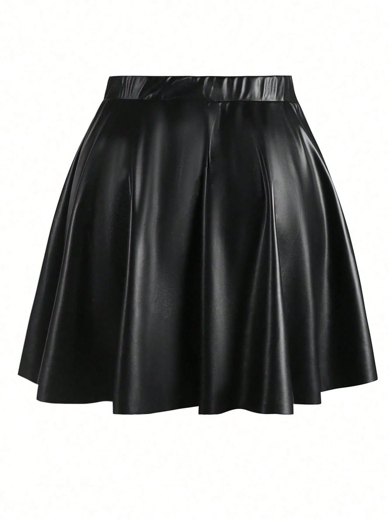 SHEIN EARO Women Silver Foil Pleated A-Line Mini Skirt
