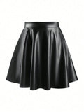 SHEIN EARO Women Silver Foil Pleated A-Line Mini Skirt