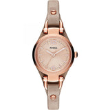 Fossil Georgia Beige Leather Strap Rose Gold Dial Quartz Watch for Women - ES3262