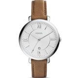 Fossil Jacqueline Brown Leather Strap White Dial Quartz Watch for Women - ES3708