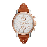  | Fossil Original Boyfriend Brown Leather Strap White Dial Chronograph Quartz Watch for Women - ES3837 | Watches | Fossil | OneHub