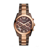 Fossil Perfect Boyfriend Two-tone Stainless Steel Brown Dial Quartz Watch for Women - ES4284
