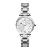 Fossil Carlie Silver Stainless Steel Silver Dial Quartz Watch for Women - ES4341