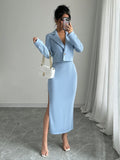  | SHEIN Elenzga 1set Blue Elegant Casual Ladies' Suit | Blazer | Shein | OneHub