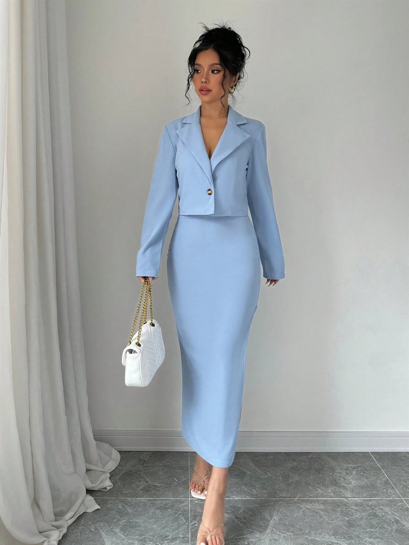  | SHEIN Elenzga 1set Blue Elegant Casual Ladies' Suit | Blazer | Shein | OneHub