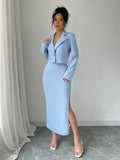  | SHEIN Elenzga 1set Blue Elegant Casual Ladies' Suit | Blazer | Shein | OneHub