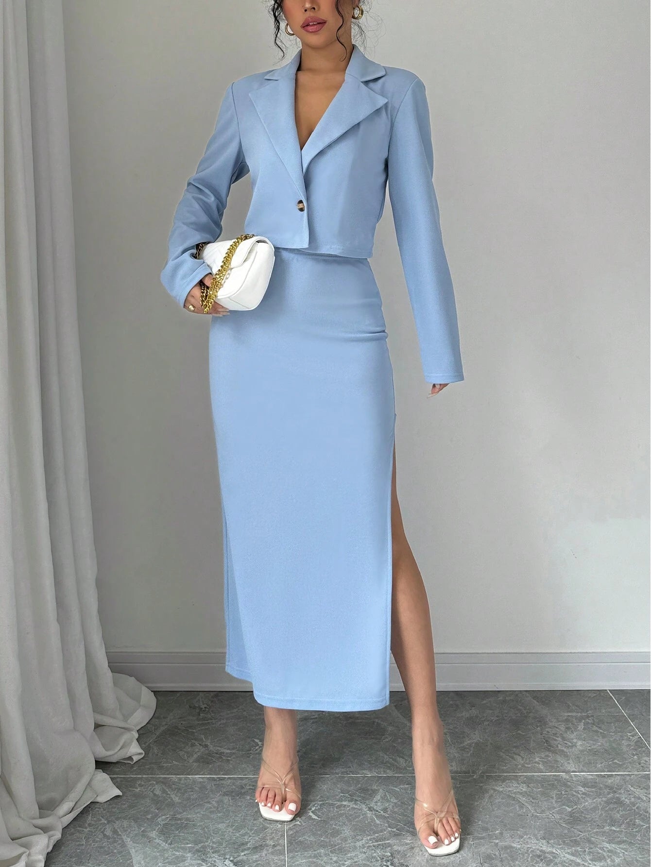  | SHEIN Elenzga 1set Blue Elegant Casual Ladies' Suit | Blazer | Shein | OneHub