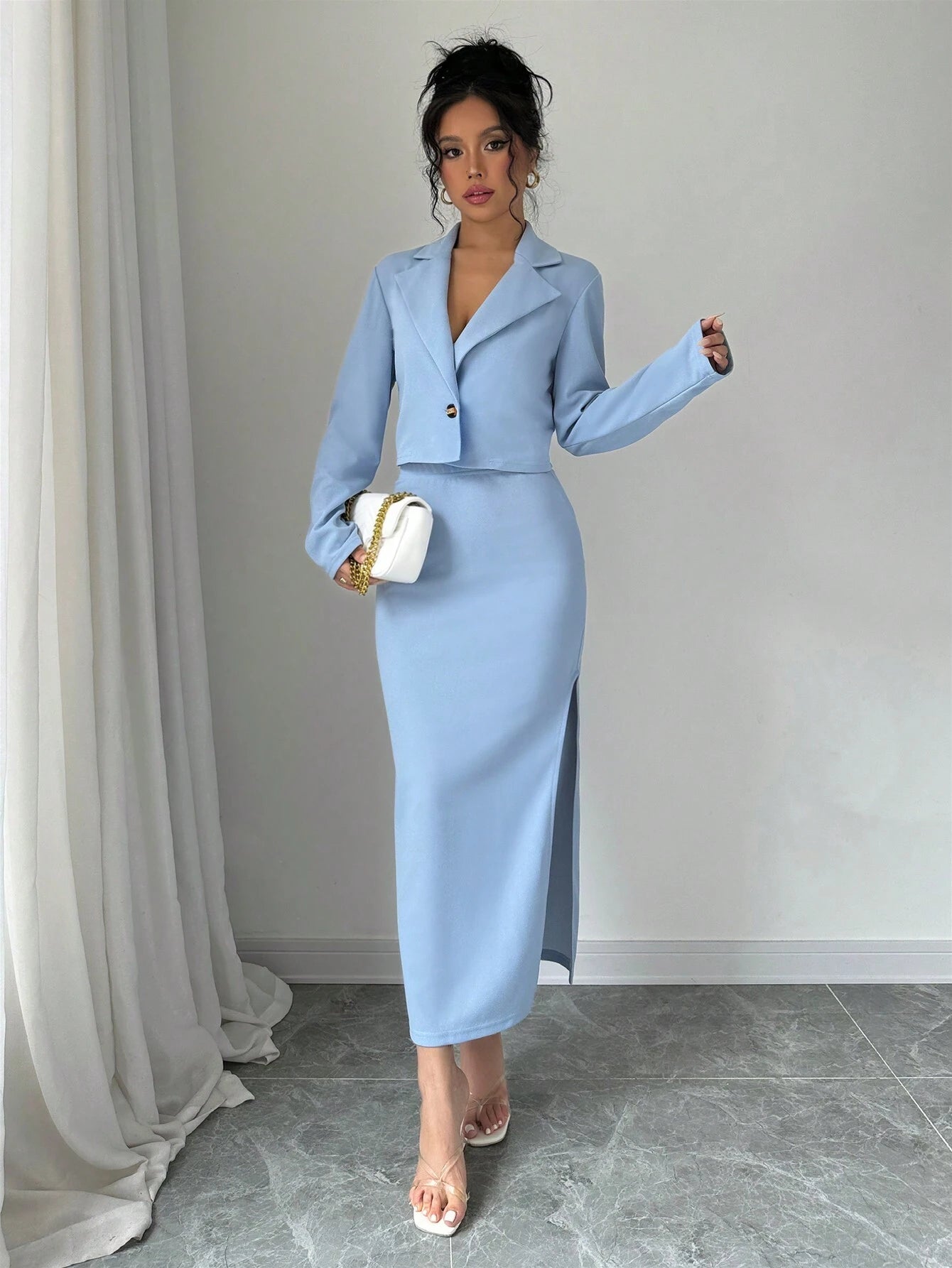  | SHEIN Elenzga 1set Blue Elegant Casual Ladies' Suit | Blazer | Shein | OneHub