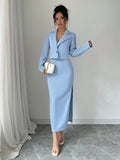  | SHEIN Elenzga 1set Blue Elegant Casual Ladies' Suit | Blazer | Shein | OneHub