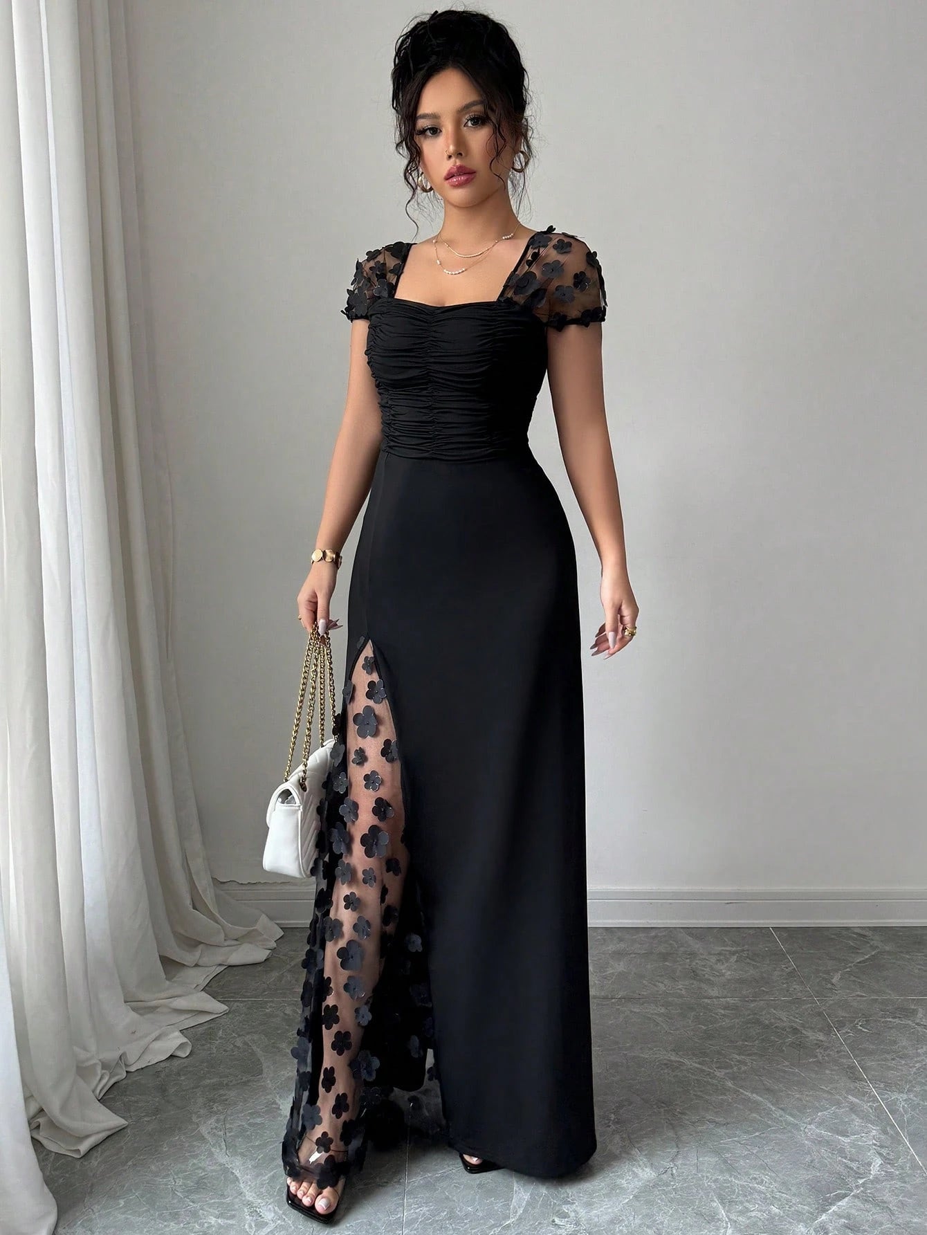  | SHEIN Elenzga Summer Vacation Party Jacquard Mesh Trim Fitted Dress | Dress | Shein | OneHub