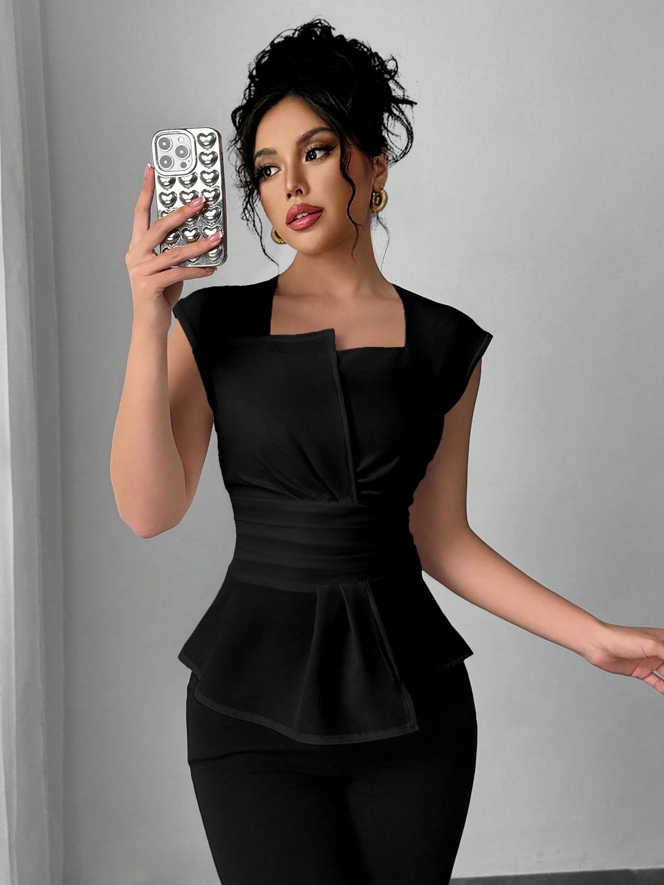  | SHEIN Elenzga Women Casual Office Asymmetrical Collar Sleeveless Blouse, Spring/Summer | Top | Shein | OneHub