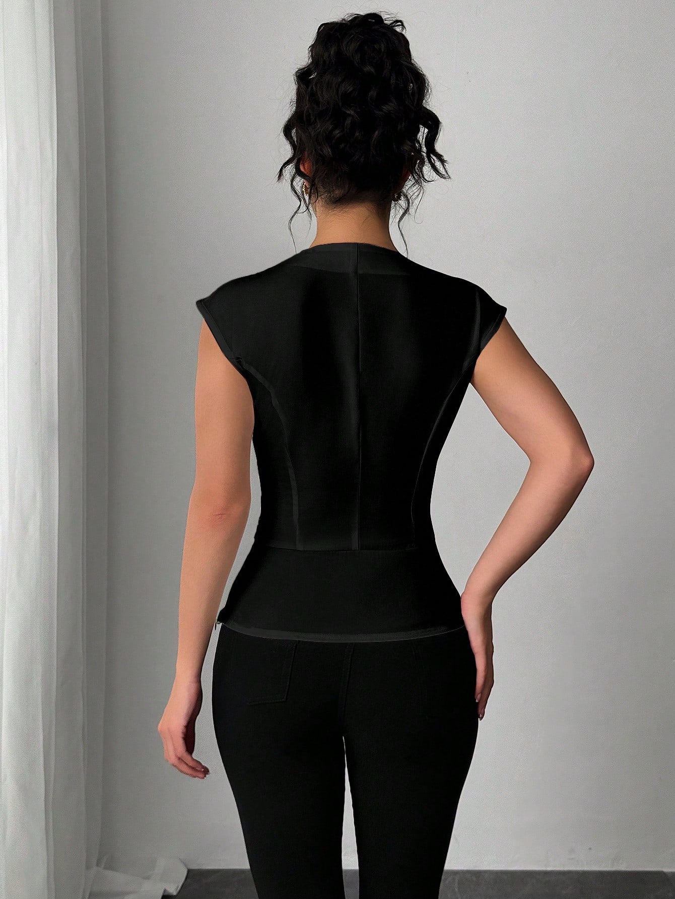  | SHEIN Elenzga Women Casual Office Asymmetrical Collar Sleeveless Blouse, Spring/Summer | Top | Shein | OneHub