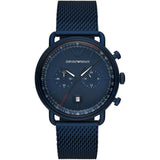 EMPORIO ARMANI Aviator Navy Blue Mesh Bracelet Navy Blue Dial Chronograph Quartz Watch for Men - EMPORIO ARMANI AR 11289