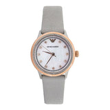 EMPORIO ARMANI Alpha Grey Leather Strap Mother Of Pearl Dial Quartz Watch for Women - AR1964
