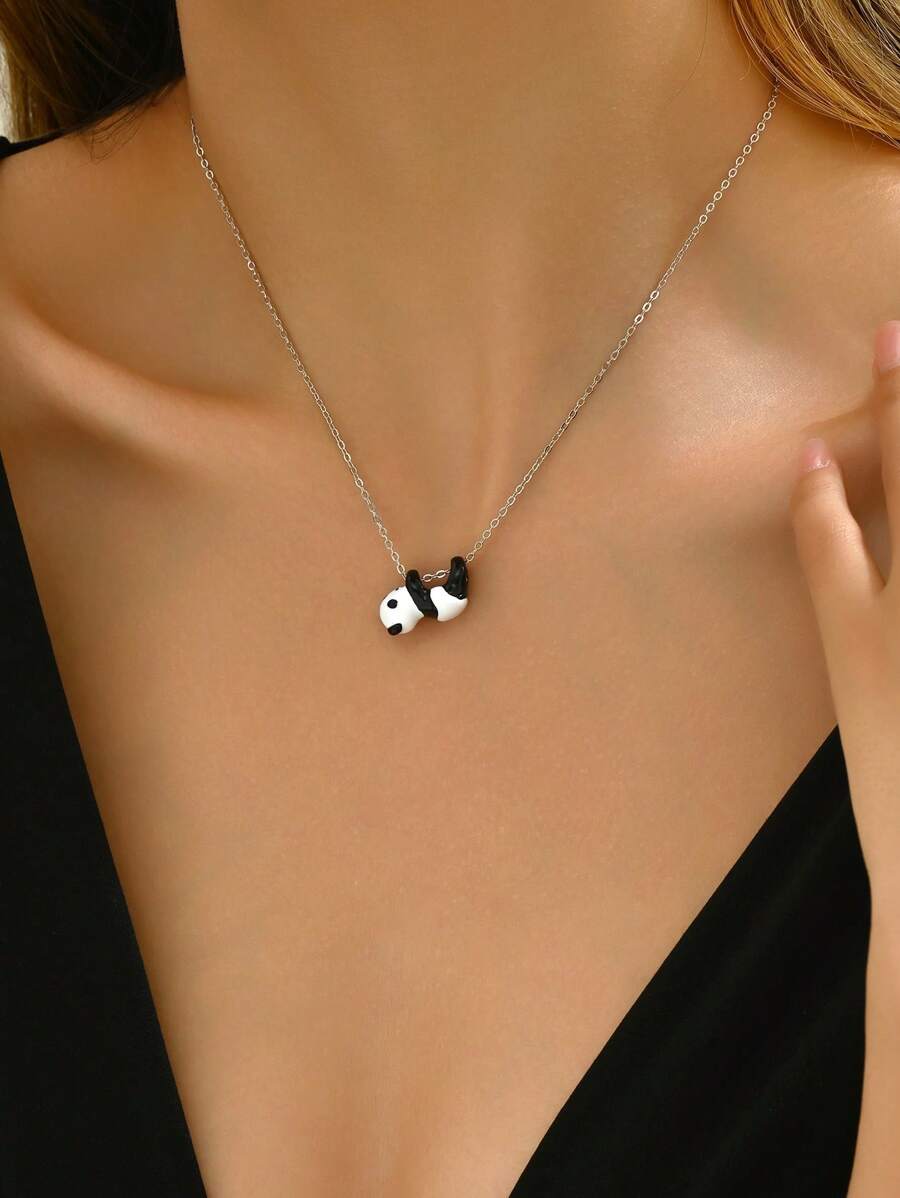  | SHEIN Enamel Drip Oil Panda Necklace, Unique Design, Cartoon Cute, Fashionable Ins Style | Necklace | Shein | OneHub