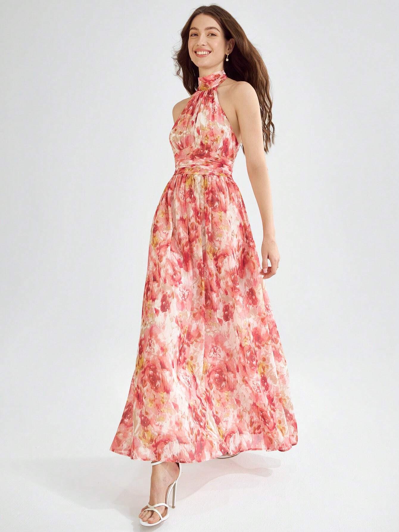  | SHEIN Enchnt Spring/Summer Romantic Romantic Floral Print Tie Backless Halter Dress | Dress | Shein | OneHub