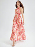  | SHEIN Enchnt Spring/Summer Romantic Romantic Floral Print Tie Backless Halter Dress | Dress | Shein | OneHub