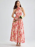  | SHEIN Enchnt Spring/Summer Romantic Romantic Floral Print Tie Backless Halter Dress | Dress | Shein | OneHub