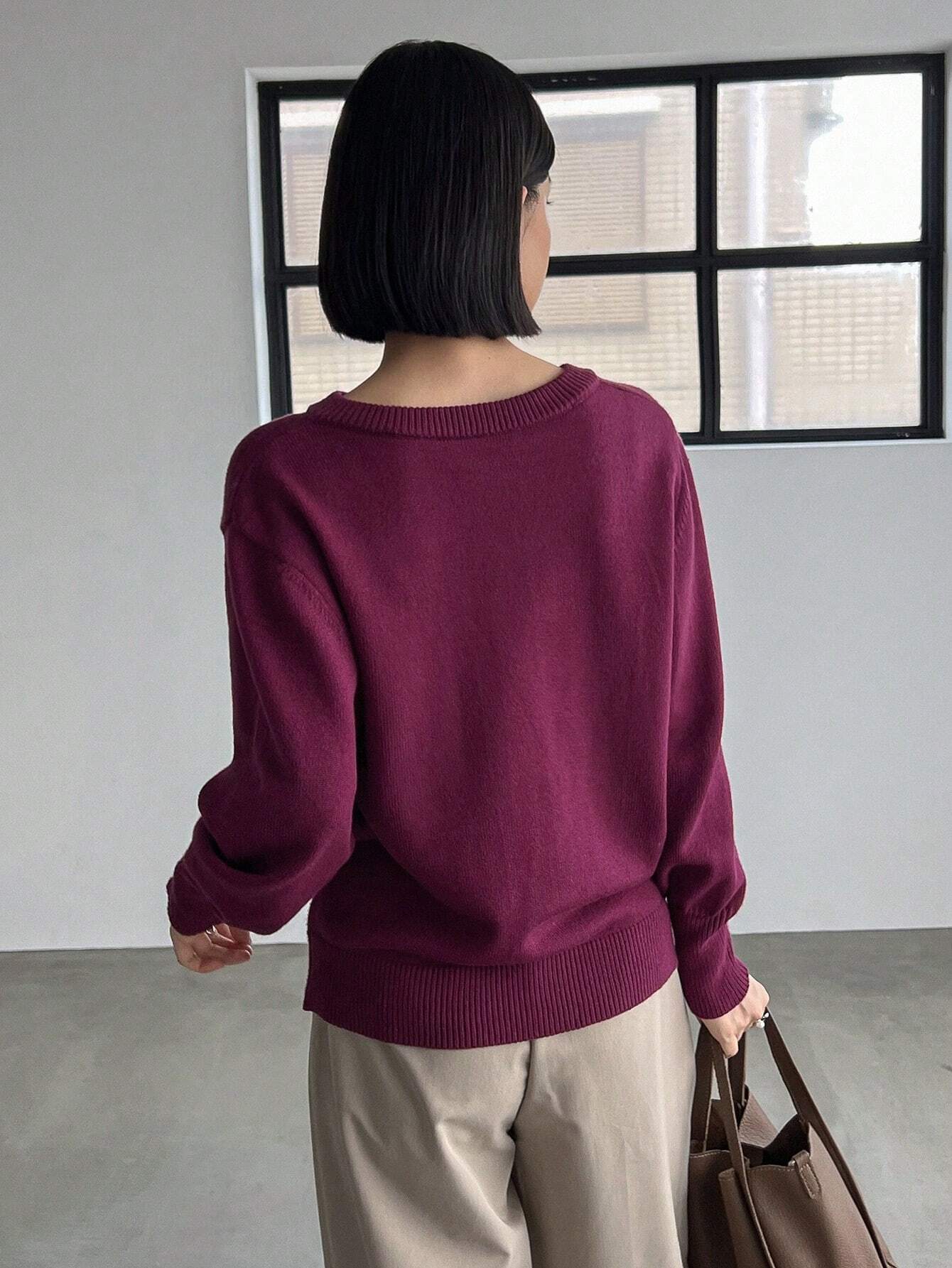  | SHEIN FRIFUL Solid Asymmetrical Neck Drop Shoulder Sweater | Sweater | Shein | OneHub