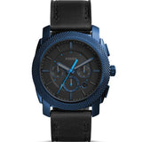 Fossil Machine Black Leather Strap Black Dial Chronograph Quartz Watch for Men - FS5361